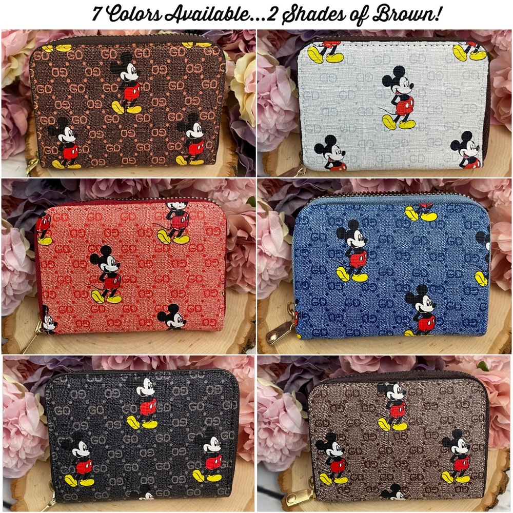 Red Mickey Mouse Vegan Leather Zippered Wallet - Picture 10 of 10